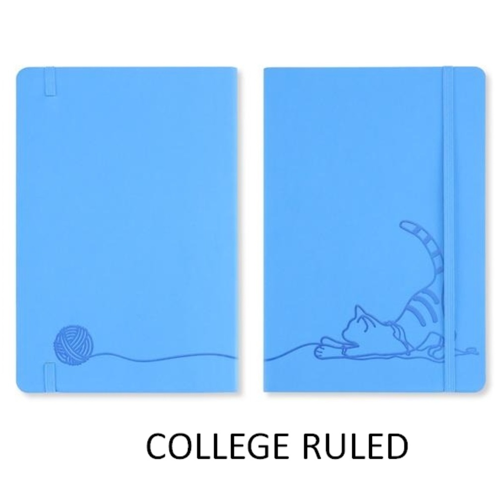 A5 BLUE CAT SOFT TOUCH-COVER BANDED COLLEGE RULED